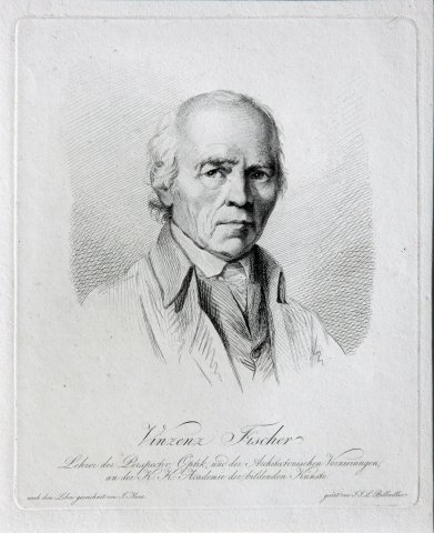 J.J. L. Billwiller, Portrait von Vinzenz Fischer nach einer Zeichnung von J. Merz, Radierung (c) Josef Sagmeister