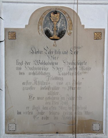 Grabtafel des Pfarrers Jakob Mayr in der Kirche Mariae Geburt zu Gebenhofen